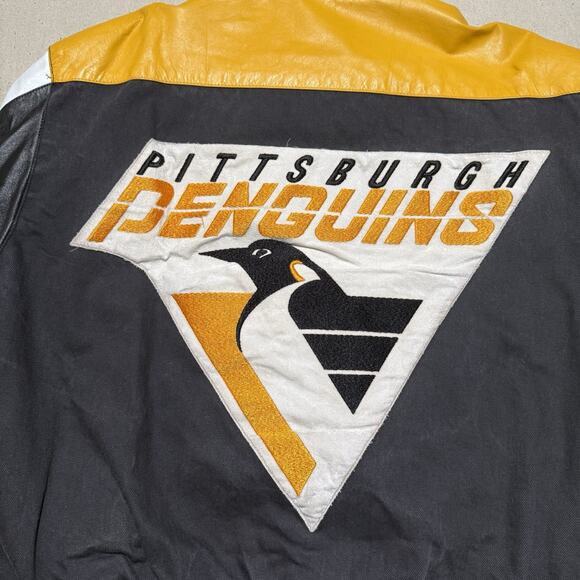 Vintage Jeff Hamilton NHL Pittsburgh Penguins Leather Varsity Jacket Large USA - Picture 5 of 12